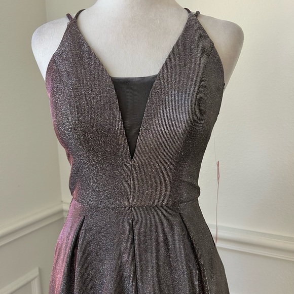 Crystal Doll Multicolored Metallics Maxi Formal Dress with Pockets, Sz 3 NWT - Picture 4 of 7